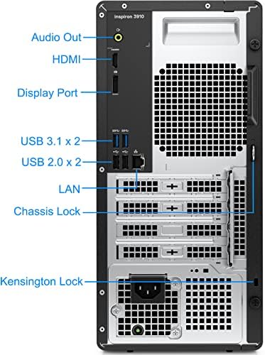 Stolno računalo Dell Inspiron 3910 Mini-Tower, Intel Core i7-12700, 64 GB memorije, 2 TB SSD NVMe + 1 TB HDD, AX Wi-Fi, Bluetooth,