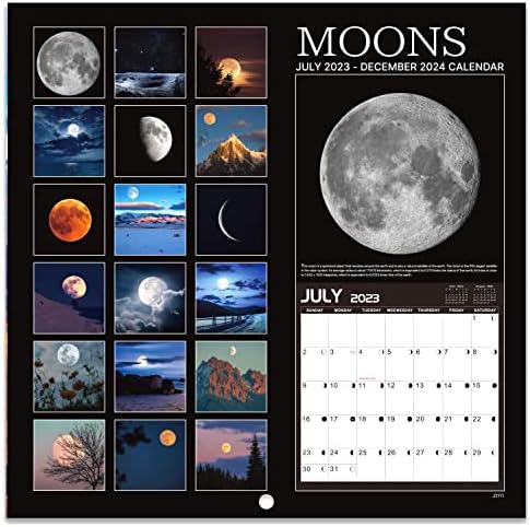 2023-2024 Zidni kalendar-zidni kalendar 2023-2024, srpanj 2023.-prosinac 2024., 11.63 '' × 23.26 '', 2023-2024 kalendar s fazama mjeseca,