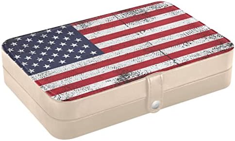 Innewgogo američka zastava grunge stil mali nakit kutija za kožni nakit Organizator putovanja prijenosni nakit držač za nakit za dan