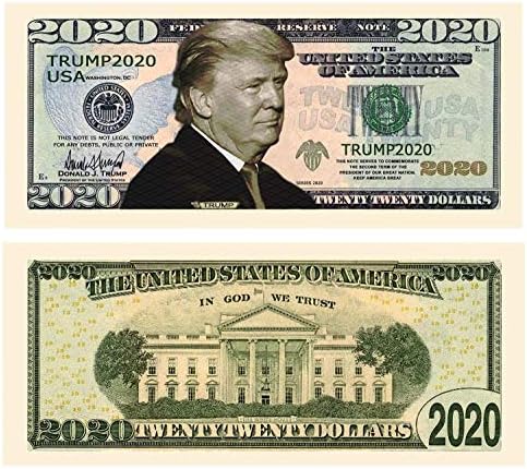 Od 10 dolara u čast Trumpovog ponovnog izbora 2020. - svaka novčanica dolazi u luksuznom polu-krutom držaču valute - proizvedeno u