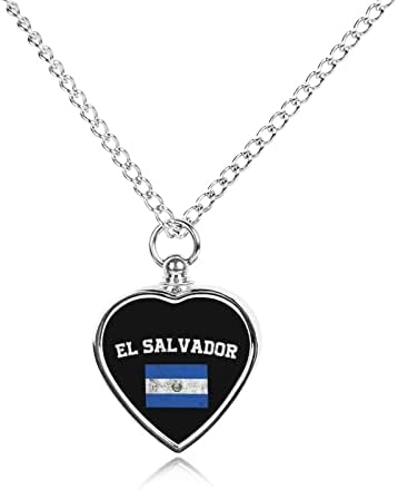 Ogrlica od urne sa zastavom Salvadora za pepeo personalizirana ogrlica od srca, nakit za kremiranje kućnih ljubimaca, spomen privjesak