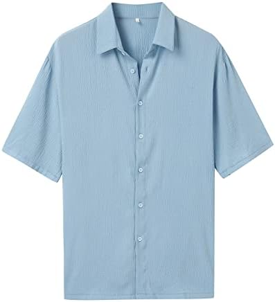 BMISEGM majice majice muške muške proljetne i ljetne modne ležerne solidne boje mjehurića gumb košulja košulja kratka majica s majicom