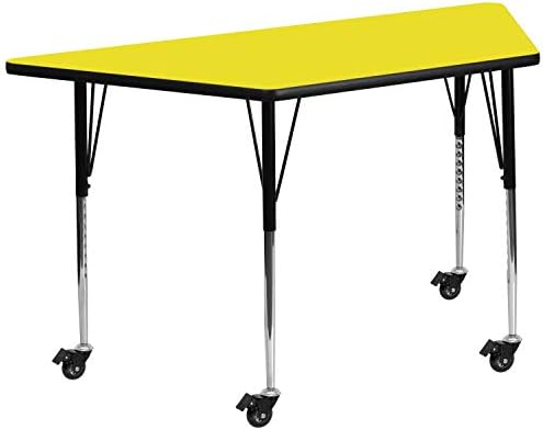 Pokretni stol od trapezoidnog žutog laminata od 22,5 Sh 45D, trapezoidni, s nogama podesivim po visini