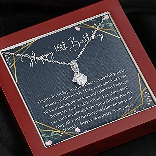 Kartica s porukama, ručno izrađena ogrlica- Personalizirani poklon Petit vrpca, 15. rođendan za nju, poklon, 15 godina stara djevojka,