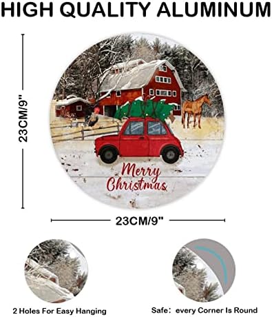 Dobrodošli znak Sretan božićni okrugli limen natpis Farma pijetao Konj Crveni kamion znak za Božić dolazi Zidni dekor za dom za bar