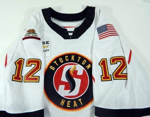 2018-19 Stockton Heat Kerby Rychel 12 Igra korištena White Jersey 56 DP03299 - Igra korištena NHL dresova