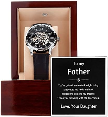 Dan očeva, rođendanski poklon, otac od kćeri, Muški sat, kožni remen, brojčanik kostura, razglednica s porukom, luksuzni ručni sat,