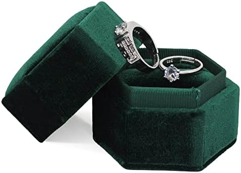 luksuzna Baršunasta kutija za prstenje šesterokutna kutija za predstavljanje prstena s uklonjivim poklopcem zaručnička kutija prekrasna