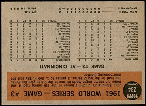 1962. Topps 234 1961 World Series - Igra 3 - Maris ga je osvojila u 9. Roger Maris New York/Cincinnati Yankees/Reds Ex Yankees/Reds