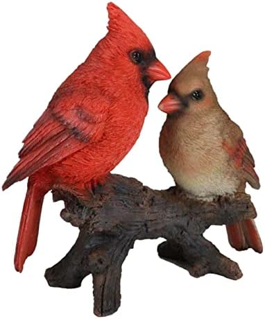 Ebros poklon sjeverni crveni i smeđi kardinalni muški i ženski ptice par koji se baca na granu drveća figurica priroda smola ručno
