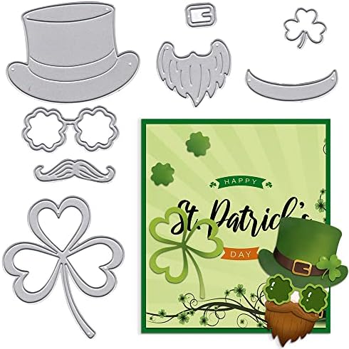 Estivaux St. Patrick's Day Shamrock Die Cuts za izradu karata, Leprechaun Hat Gnome Cutting Dies Sets Rainbow Riječi umiruje šablone