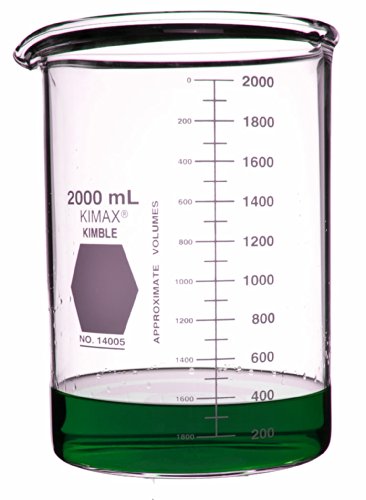 Kimble 14005-2000 Borosilikatno staklo s teškim čašom s niskim oblikom, kapacitet 2000 ml