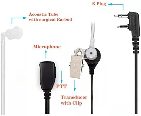 Prijenosni prijenosni radio Slušalica s mikrofonom 2-kontakt slušalice antena akustične cijevi za dvosmjerni radio Baofeng UV-5R BF-888S