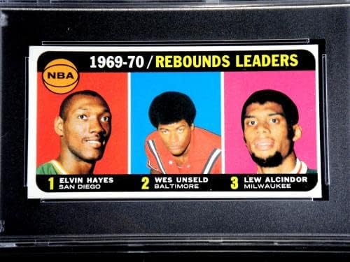 Vođe skokova 1970. Topps košarkaška karta 5 PSA 6 Tall Boy Lew Alcindor Hayes - nepotpisane košarkaške karte