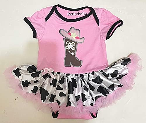 Petitebella Cowgirl čizme i šešir ružičasti bodi krava dječja haljina za bebe topliju NB-18m