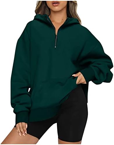 Nokmopo jesenski džemperi za žene casual modni dugi rukavi Čvrsta boja džepni za patentni zatvarač Top Pleteni pulover vrh