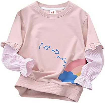 Dječja dijete dijete dijete djevojke dugi rukavi Slatka crtića prugasta patchwork pulover dukserica vrhova bluza odjeća odjeća obrub