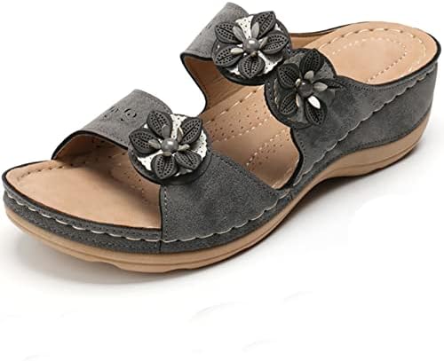 Sandale za žene ležerno ljeto, ženska klizačka platforma sandale casual Bohemia Hollow cvijet otvoreni nožni prst sandale
