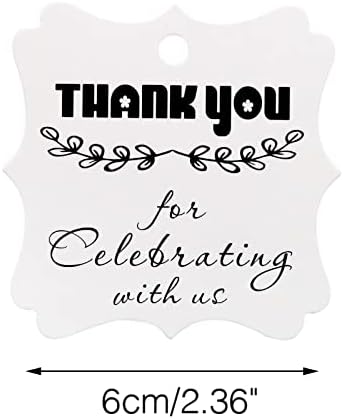 100kom oznake Hvala što ste proslavili s nama, poklon oznake od bijelog papira vezane kanapom, personalizirane cvjetne naljepnice za