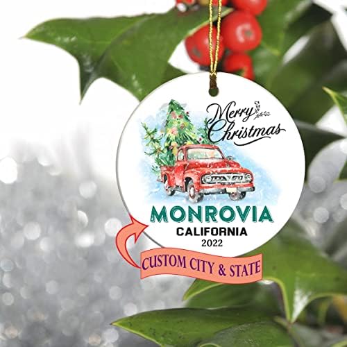Sretan Božić 2022. Ornament Tree Prvi praznik koji živi u Monrovia Kalifornijska država Ornament Custom City State - Zadržavanje ideja
