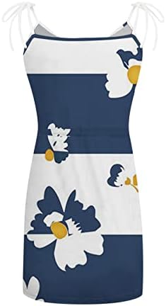 Ljetne haljine Ženska ležerna Mini haljina Bez rukava s izrezom u obliku slova u, sarafani s džepovima, elastičnim strukom, haljina