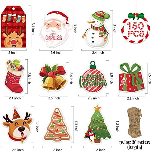 Božićne poklon oznake 150 kom slatke poklon oznake s božićnim elementom dizajna božićne oznake s čipkom za božićne poklone božićno