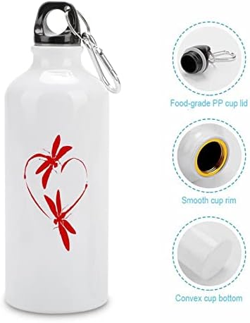 Red Dragonfly Heart Aluminium Water Bottle boca Putnice Procuri Propust Metal Sport boce 600 ml