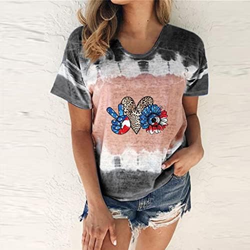 Ženske ljeto izlazi labava moda Slatka casual 2023 američka majica za zastavu Žene 4. srpnja Outfit za vrhove bluze