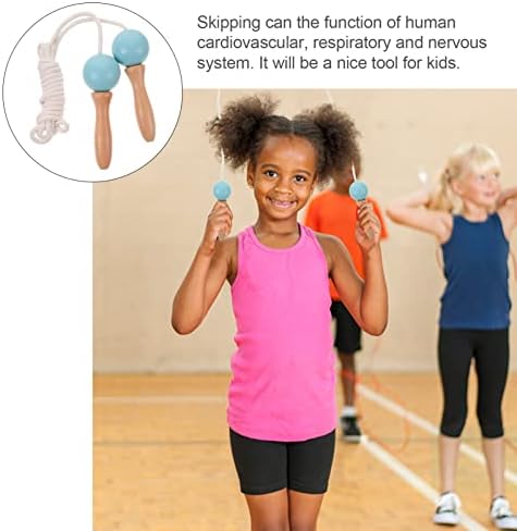 Dječje uže za skakanje s drvenom ručkom uže za skakanje za dječake i djevojčice fitness trening vježbe na otvorenom 2,45 m plava