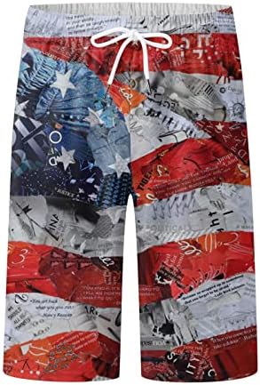 ZDDO Dan neovisnosti plivanja za muške, ljetne casual elastične elastične američke zastave tiskane plaže kratke hlače