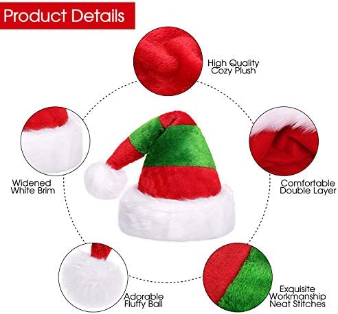 Fiksni šešir Djeda Mraza na pruge Božićni šešir za odrasle plišani šešir Djeda Mraza u božićnoj zelenoj boji