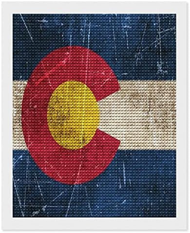 Vintage star i ogrebana Colorado Flag Diamond Boight Kits Diy Paint Full Drill Diamond Slikanje slike Umjetnost zanat za kućni zidni