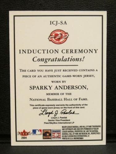 2004. Ceremonija indukcije Fleer Sparky Anderson Game koristila Jersey 051/100ICJ -SA - MLB igra korištena dresova