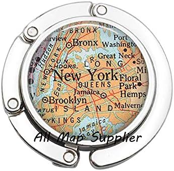 Šarmantna kuka za torbicu, kuka za torbicu na Njujorškoj karti, kuka za torbu na karti Manhattana, Brookline Bronks Karta, Kraljica