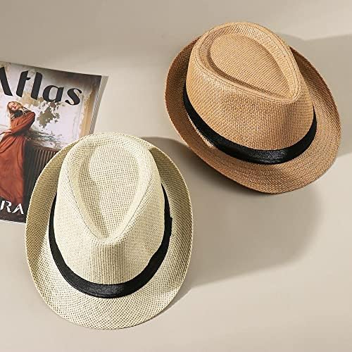 Dječji slamnati šešir za sunčanje, šešir od filca za plažu, ljetni slamnati šešir s kratkim obodom za dječake i djevojčice od 3-7 godina