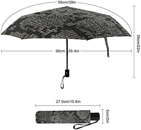 Kišobran otporan na vjetar s uzorkom crne i sive zmijske kože lagani sklopivi kišobran s UV zaštitom od 50+ za poslovna putovanja