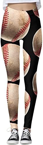 Gamaše s printom za Bejzbol za žene, tajice za jogu i trčanje visokog struka, Ultra mekane rastezljive udobne hlače za trčanje