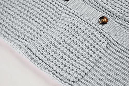 Džemperi za Djevojčice _ Dječji pleteni kardigani s otvorenim prednjim dijelom s gumbima s džepovima