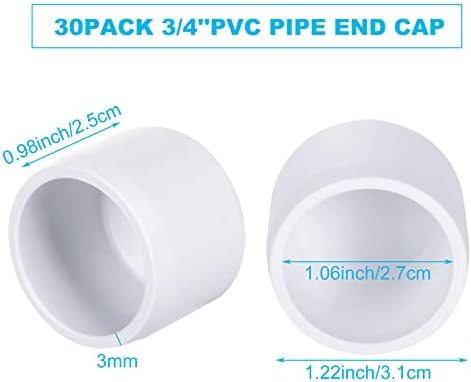 30 pakiranja 3/4 završne kapice PVC cijevi raspored ugradnje 40 bijelih završnih kapica PVC cijevi utikač adapter klizni cijevni priključci