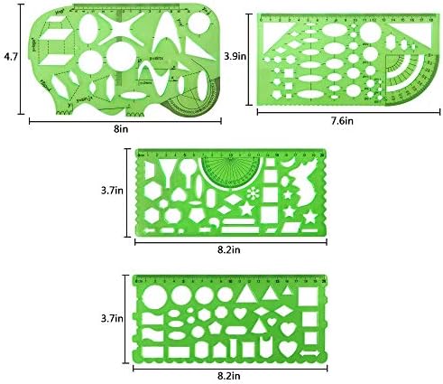 10 komada zelenih plastičnih predložaka za uzorke mjerni predlošci geometrijska ravnala za školske i uredske potrepštine