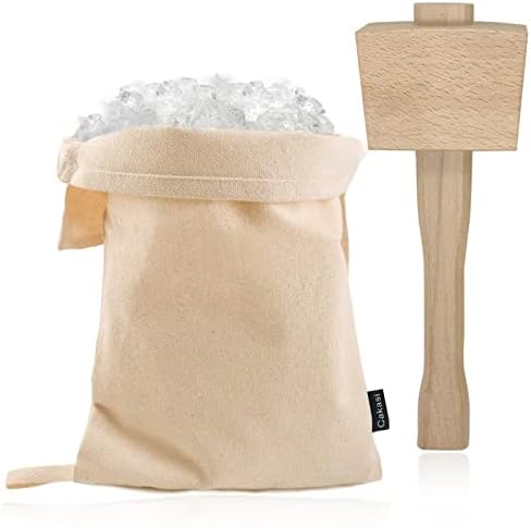 CAKASI LEWIS TORK I ICE MALLET Crush Set ， Wood čekić i torba za platno za višekratnu upotrebu za zdrobljeni led za kućnu zabavu za