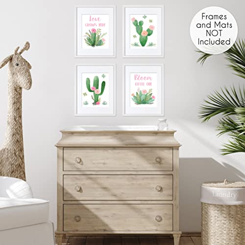 Sweet JoJo dizajnira ružičasti i zeleni boho zidne umjetničke otiske sobe dekor za bebu, vrtić i djecu za akvarel cactus cvjetna kolekcija