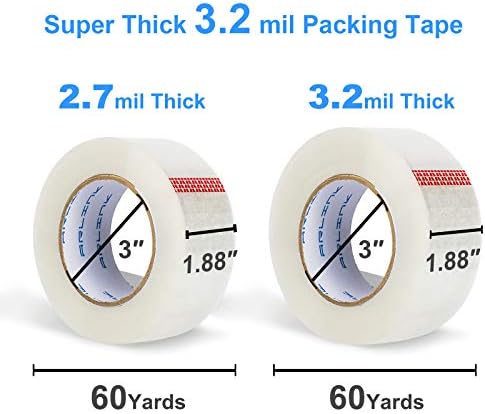 JARLINK Clear pakiranje, teška traka za pakiranje za otpremu pakiranja Pomicanje brtve, debljine 3,2 mil, široko 1,88 inča, 60 metara