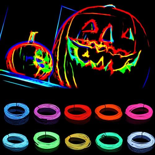 10 pakiranja el žice neonske lagane trake, 9,8ft DIY Fleksibilni Neon El Wire Sign Svjetlosni kit za Halloween božićne zabave Festival