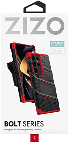 Zizo Bolt Bundle za Galaxy S23 ultra futrola s zaslonom zaštitnika kockice kotača - crvena