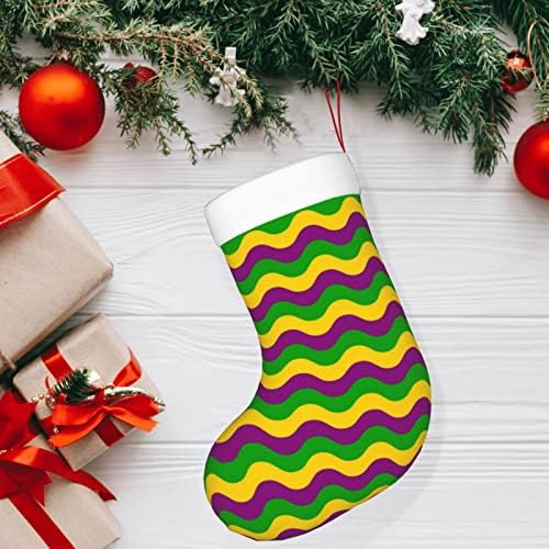 Augesterno božićne čarape Mardi Gras valovi s dvostranim kaminom visećih čarapa