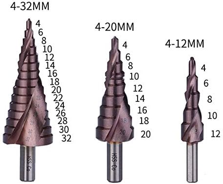 DIY STEP BILLO KOBALT KORAK BILET SET 4-12/4-20/4-32 mm Alat za bušenje za metalni konus trokut rezač sjeckalica