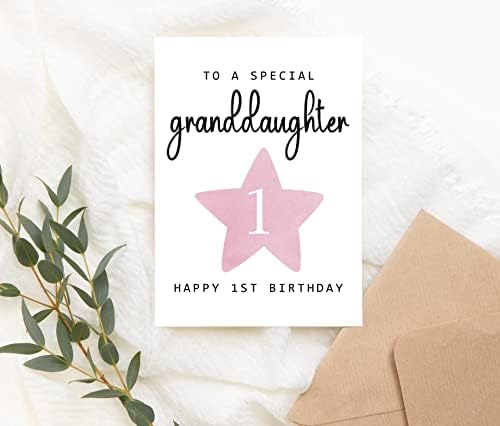 Moltdesigns do posebne unuke - Sretna čestitka za 1. rođendan - Starost 1 - jednogodišnja - ružičasta slatka djevojčica Poklon za prvu