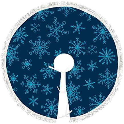 Velika suknja na drvetu Doodle snježna pahuljica plava tamna s rezom, ukrasi božićnih drveća za cijelu sezonu praznici svadbena zabava