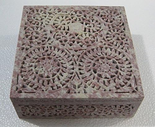 CraftSlook Mramorni nakit kutija Inlay Art Pietra Dura White Stone Uređaj Uređenje doma/poklon 8x8 inča